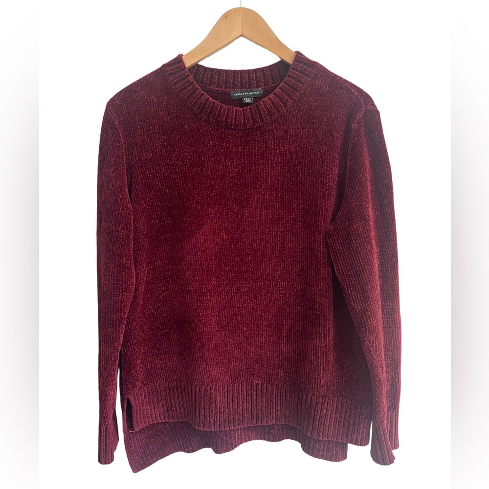 SAKS FIFTH AVENUE‎ Women’s Burgundy Soft Sweater Crewneck Size Medium Classic